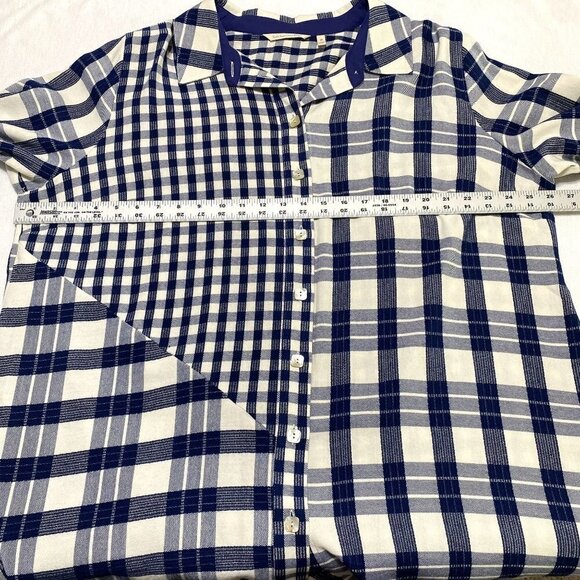 Soft Surroundings Huntleigh Button Up Asymmetric Plaid 3/4 Sleeve Top Size 2X - Picture 8 of 11
